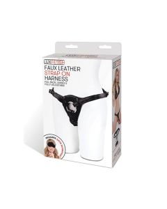 Lux Fetish Patent Leather Strap On Harness - Black