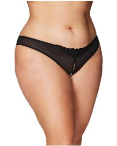 Crotchless Thong w/Pearls Black